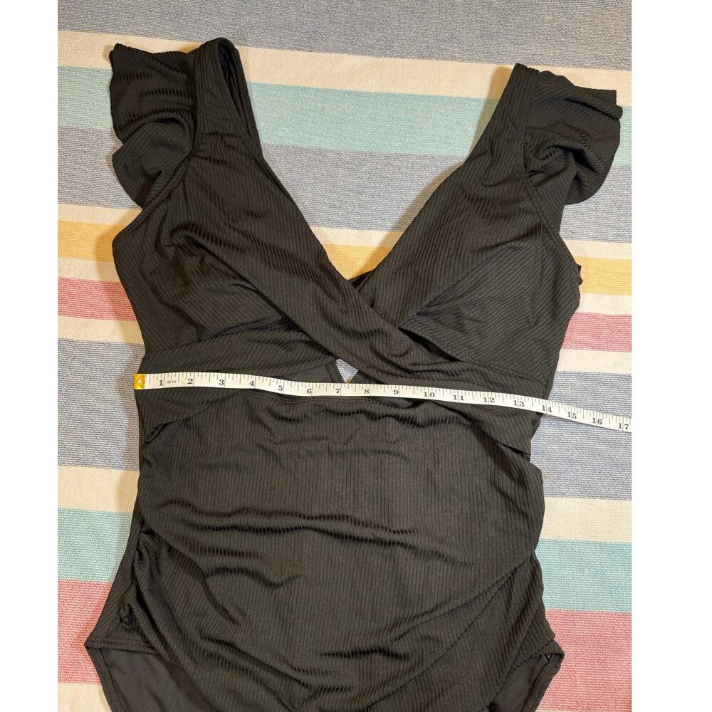 NWT B2Prity Black Ribbed Ruffle One-Piece Swimsuit – Size XL - Picture 4 of 7